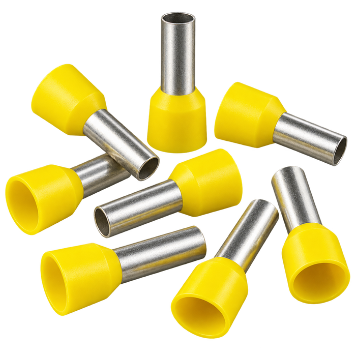 Geïsoleerde Adereindhulzen 6 mm² × 12 mm Geel – 100 stuks