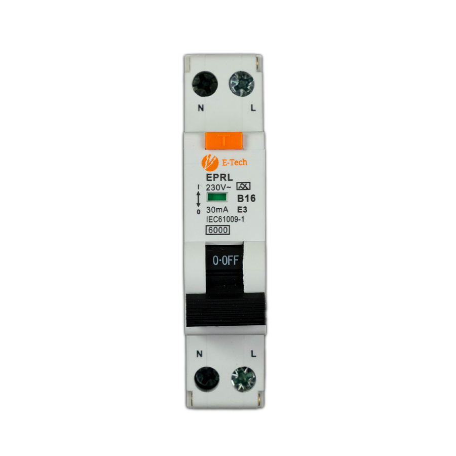 E-TECH Aardlekautomaat B16 100mA 1P+N