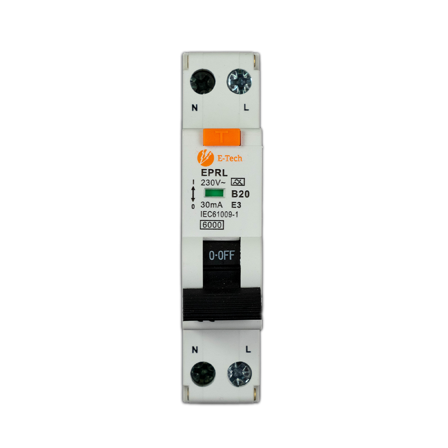 E-TECH Aardlekautomaat B20 100mA 1P+N