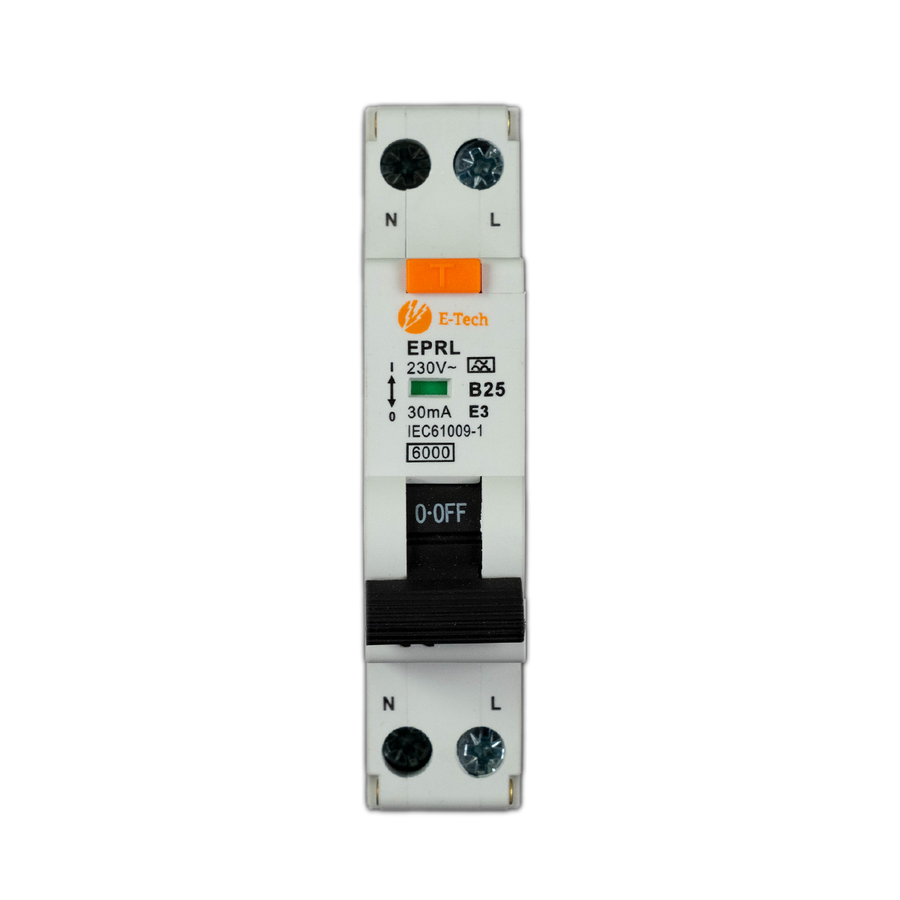 E-TECH Aardlekautomaat B25 30mA 1P+N