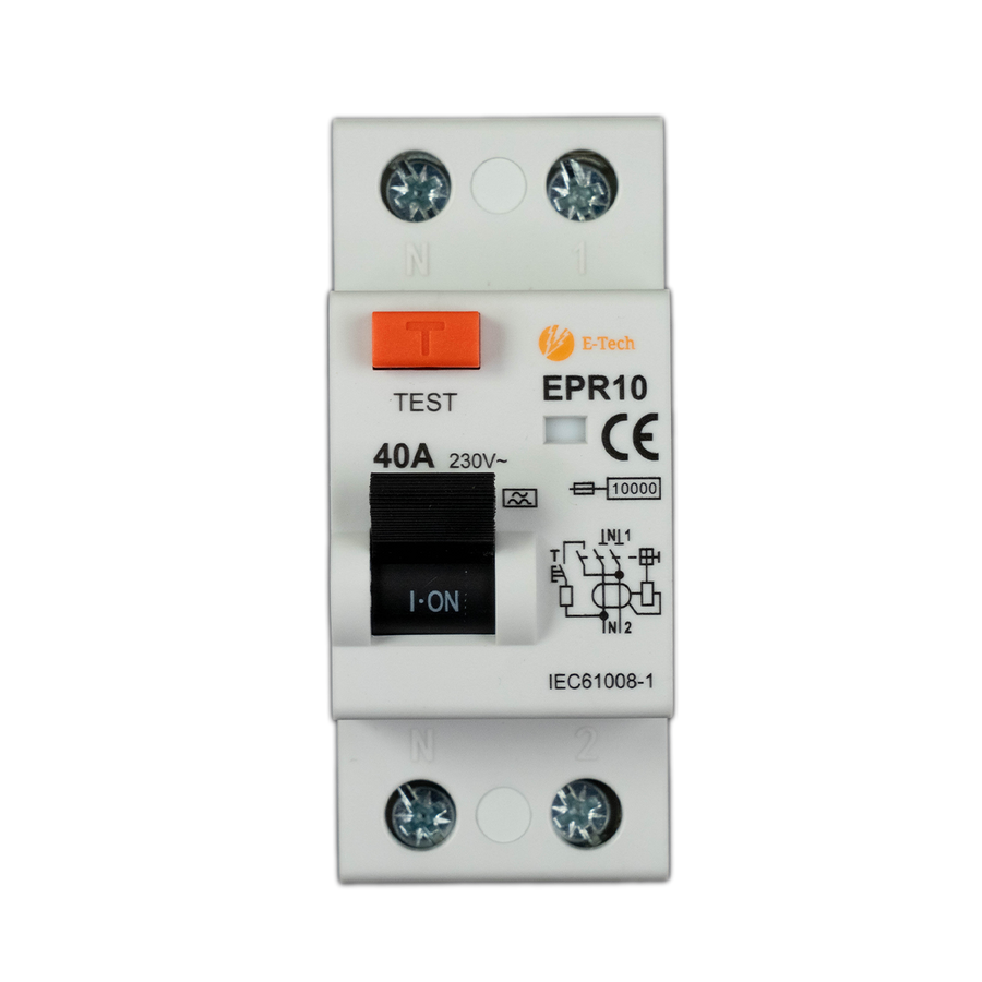 E-TECH Aardlekschakelaar 2-Polig 40A 100mA type A