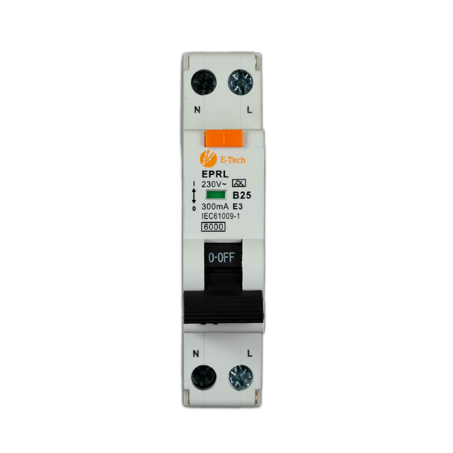 E-TECH Aardlekautomaat B25 300mA 1P+N
