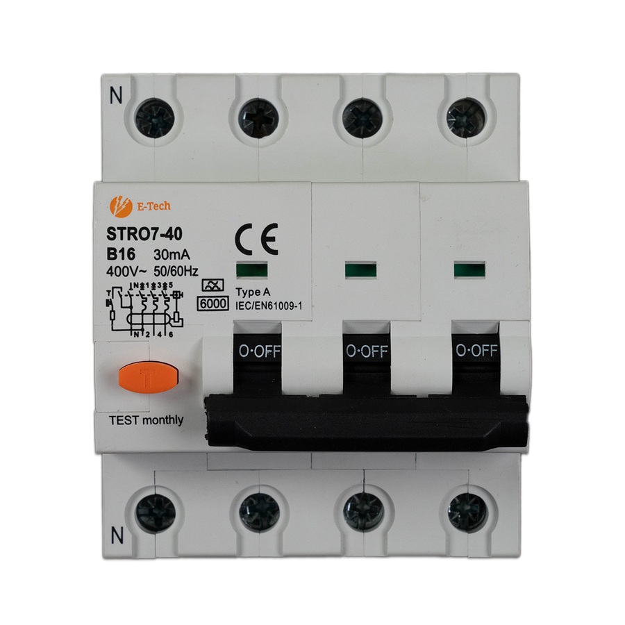 E-TECH Aardlekautomaat B16 100mA 3P+N