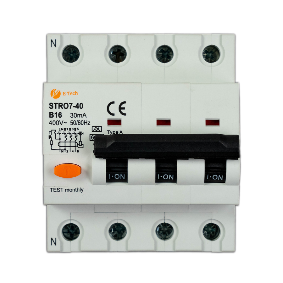 E-TECH Aardlekautomaat B16 100mA 3P+N
