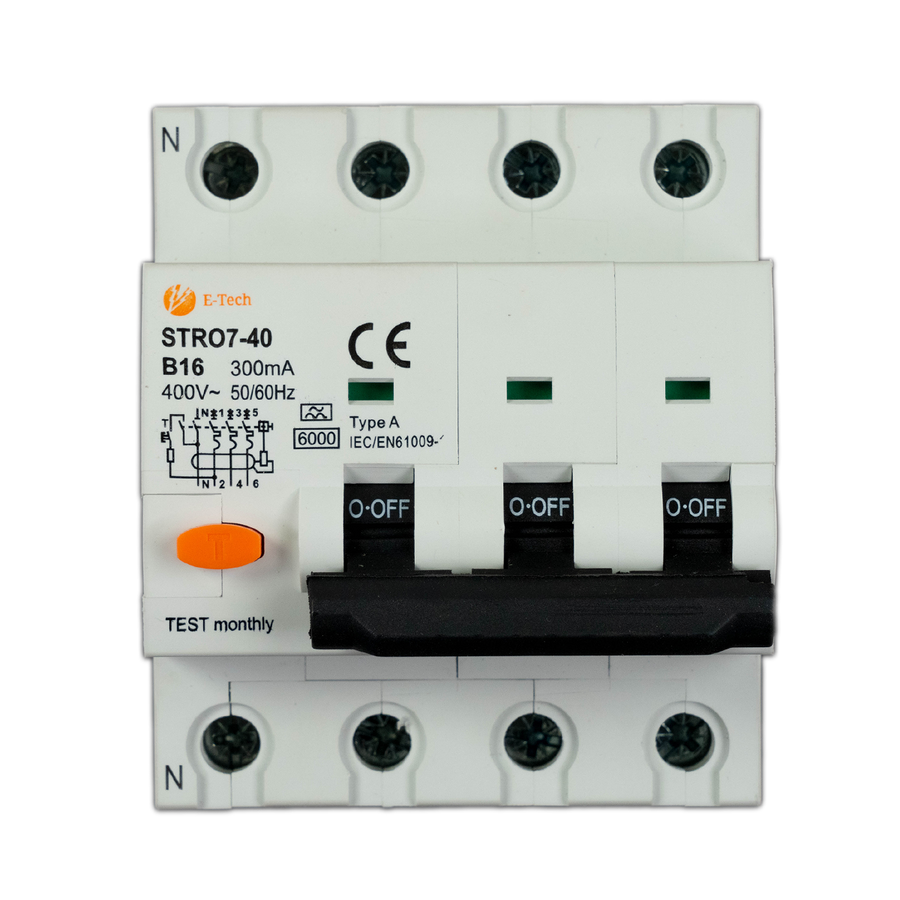 E-TECH Aardlekautomaat B16 300mA 3P+N