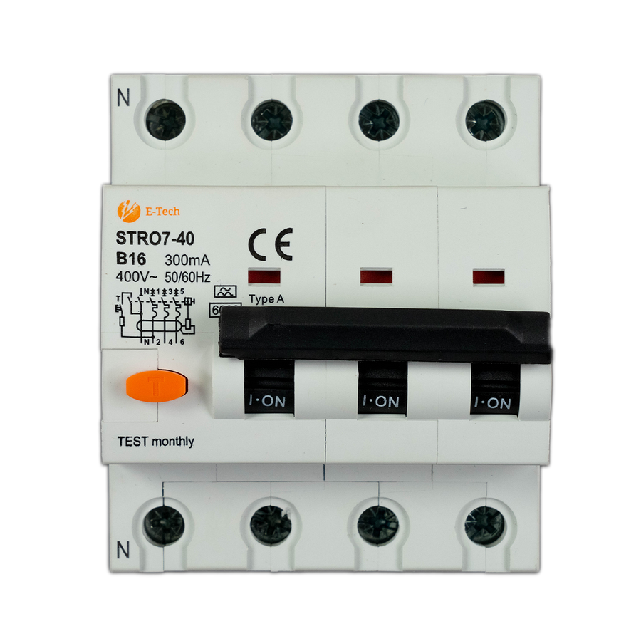 E-TECH Aardlekautomaat B16 300mA 3P+N