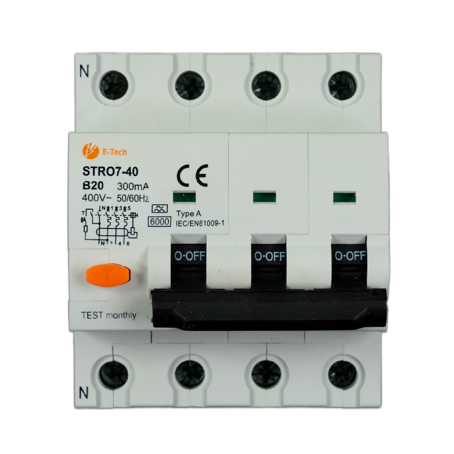 E-TECH Aardlekautomaat B20 300mA 3P+N
