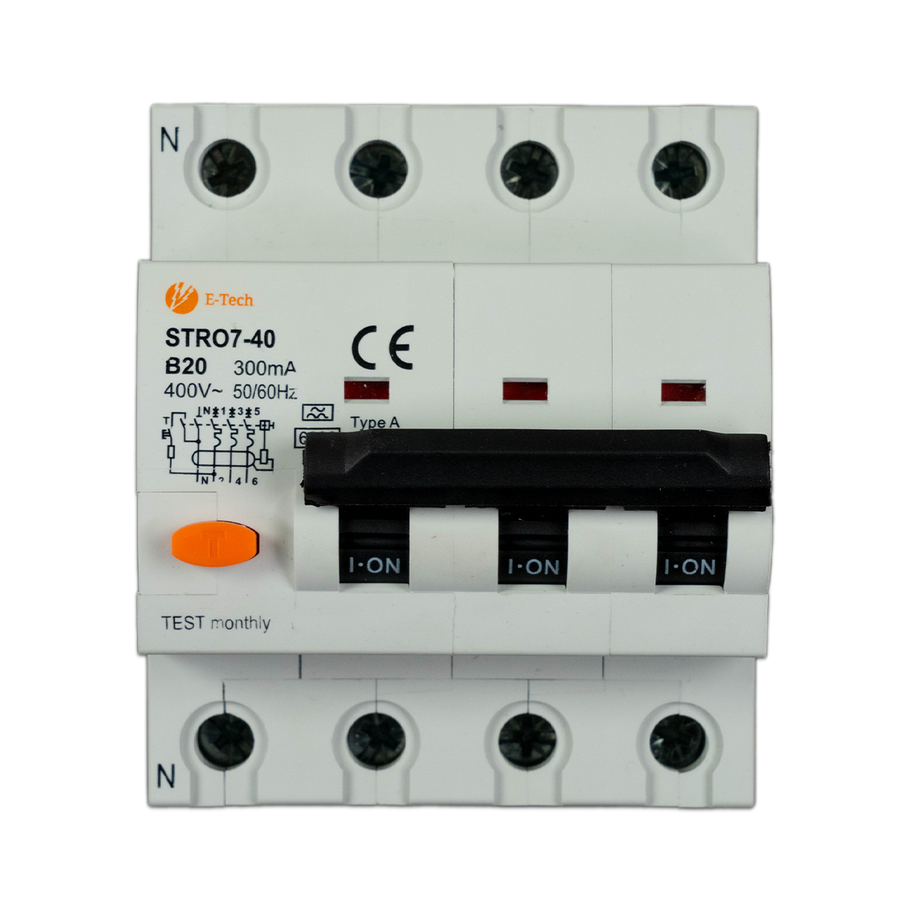 E-TECH Aardlekautomaat B20 300mA 3P+N