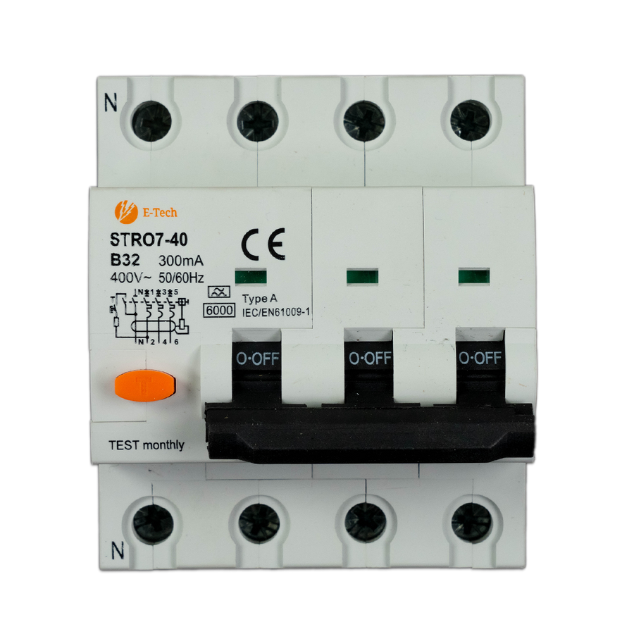 E-TECH Aardlekautomaat B32 300mA 3P+N