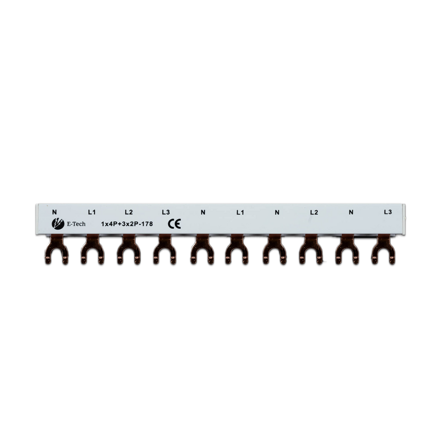 E-TECH  3 fase + aardlekschakelaar 4P N-L1-L2-L3-N-L1-N-L2-N-L3