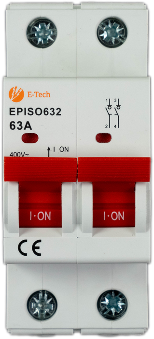E-tech hoofdschakelaar 2-polig 63A