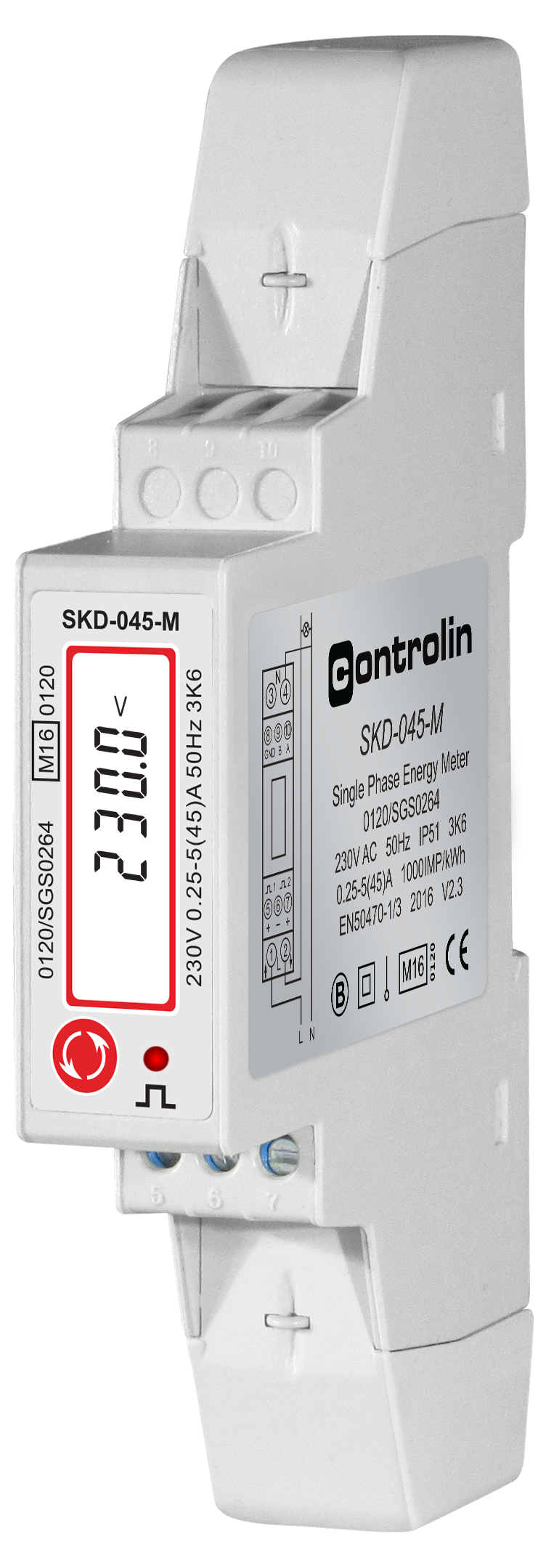 Controlin SKD-045-M 1-Fase MID kWh Meter 45A – Modbus RS485
