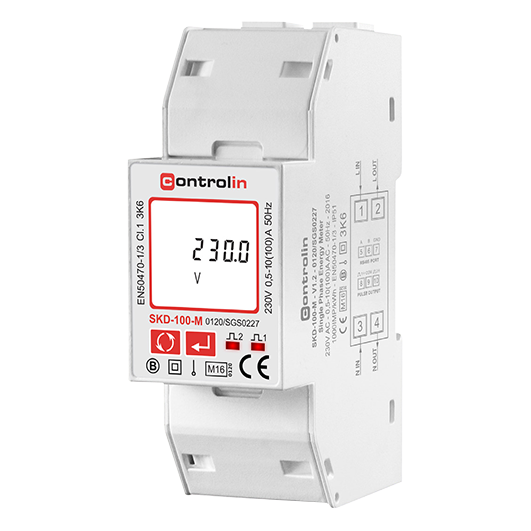 Controlin SKD-100-M 1-Fase MID Energiemeter 100A – Modbus RS485