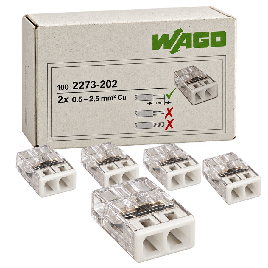 WAGO 2273-202 Lasklem 2-voudig 0,5–2,5 mm² – 100 stuks