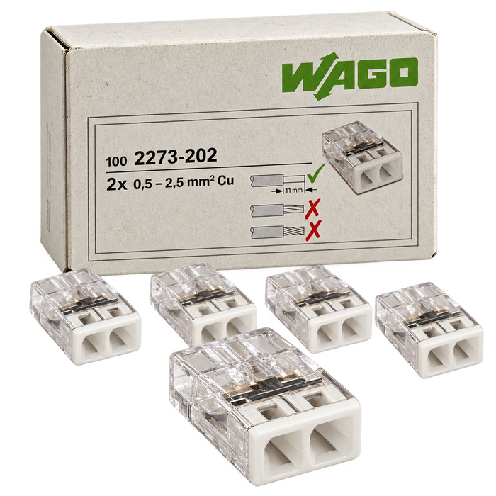WAGO 2273-202 Lasklem 2-voudig 0,5–2,5 mm² – 100 stuks