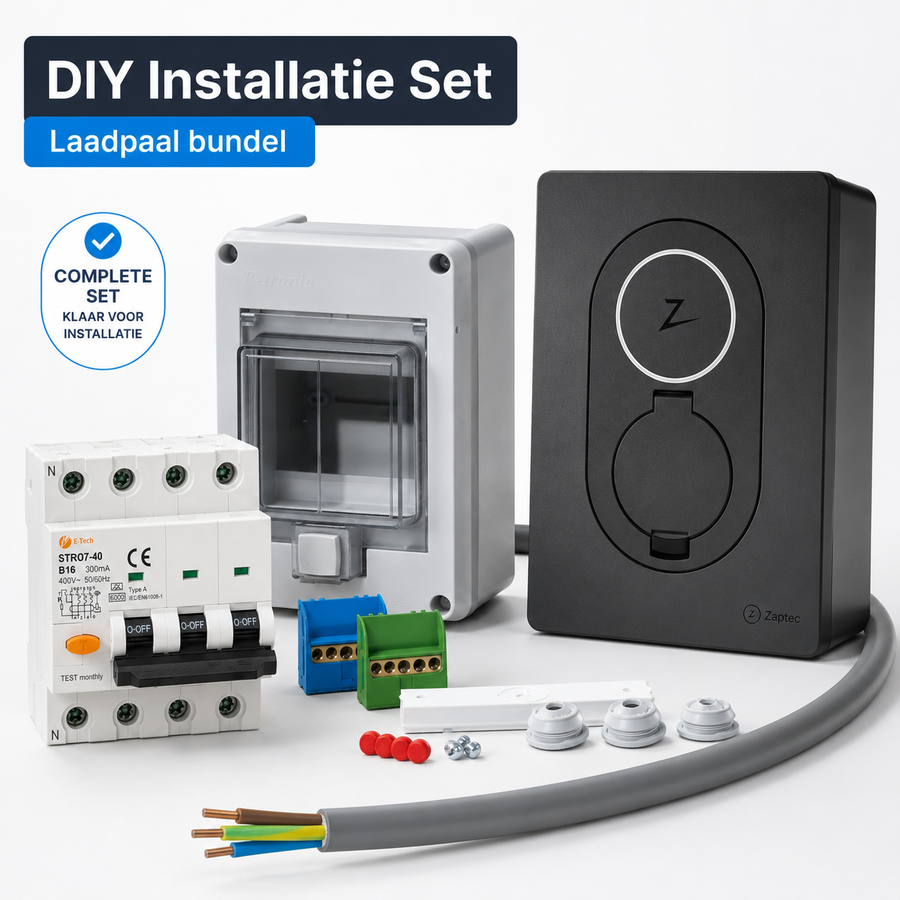 Zaptec Go 2 installatie bundel laadpaal – compleet aansluitpakket 3-fase
