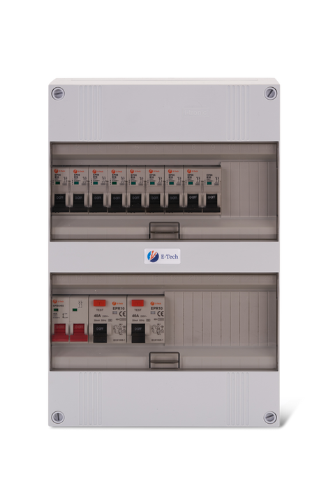 1 fase groepenkast met 7 groepen en kookgroep 24 module E-techgroepenkasten