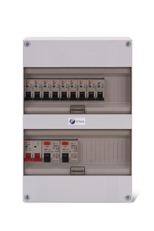 1 fase groepenkast met 7 groepen en kookgroep 24 module E-techgroepenkasten