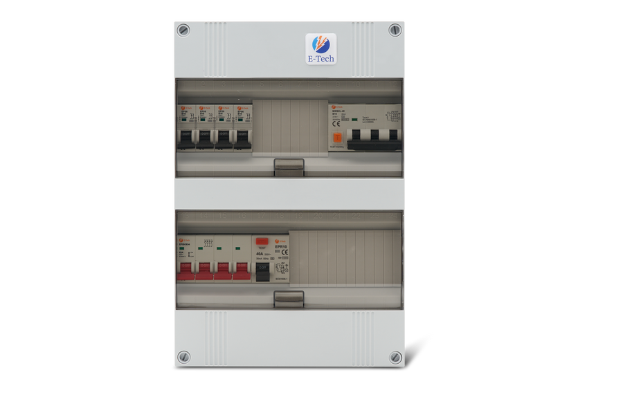 E-TECH 3 fase groepenkast met 3 fase aardlekautomaat